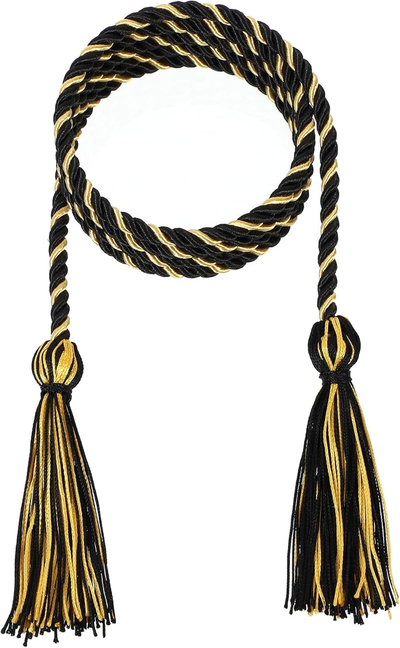 D DODOU 10 Pieces Graduation Cords Polyester Graduation Honor Braided Cords with Sewing Tassels for Bachelor, Master, Doctor 68" Long (Black Gold) - Image 2